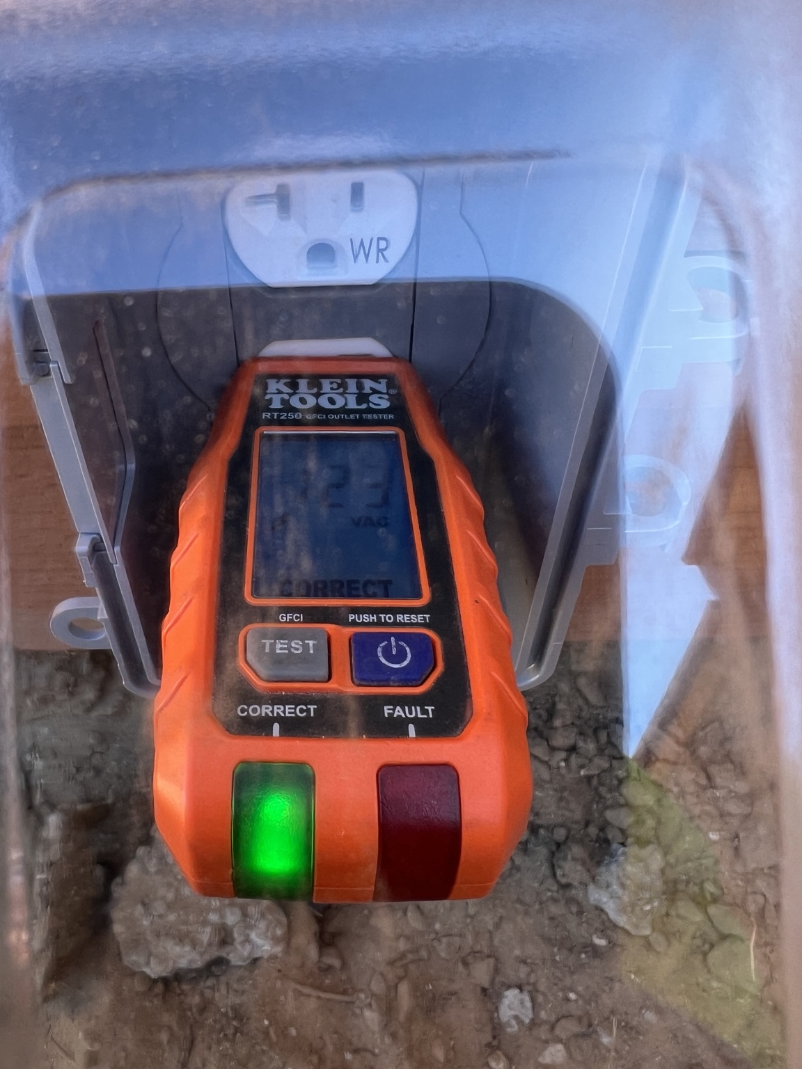 Testing an outdoor protected outlet